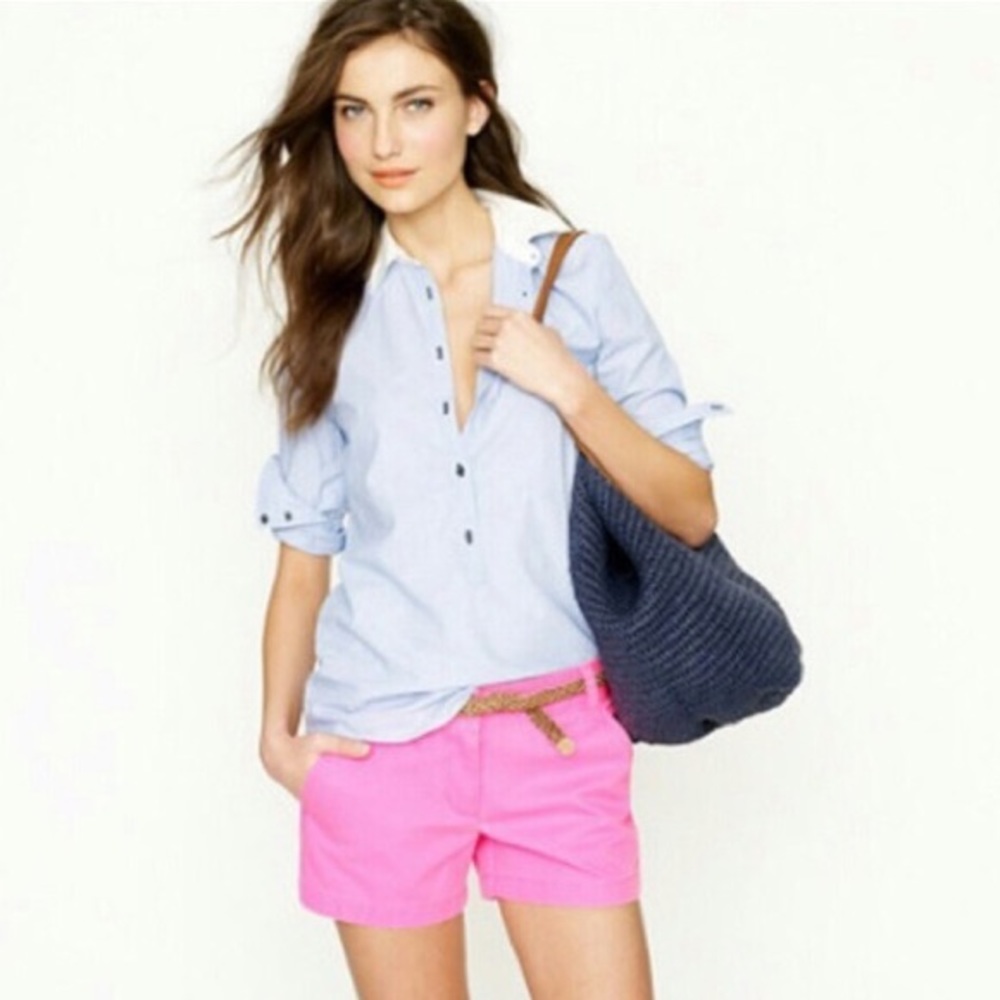 J. Crew neon pink broken in Chino Shorts 8